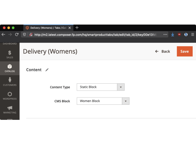Specify a static block as the tab content