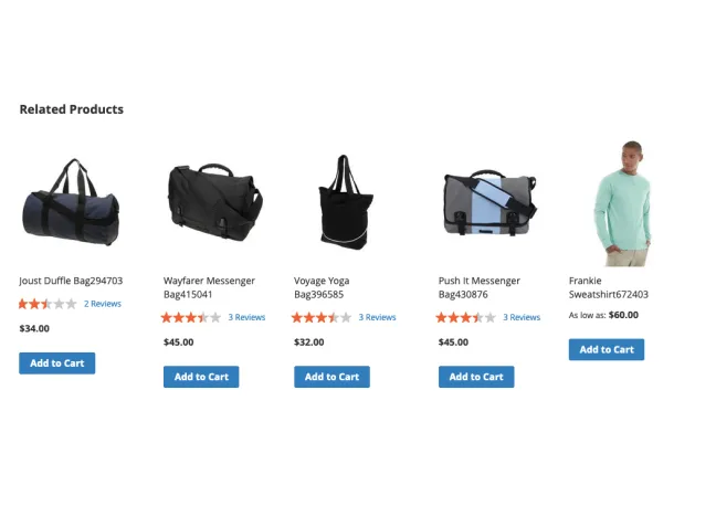 Related Products in a blog post on the frontend